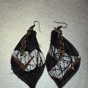 Elegant Black and Brown Chain Earrings